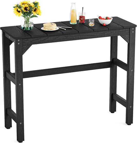 Outdoor Bar Table, 42" Weatherproof Patio Bar Height Counter Table, HIPS Material, Waterproof, for Outside, Garden, Backyard, Balcony, Poolside, Black