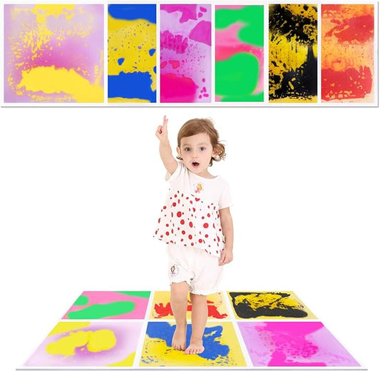 Liquid Lava Tiles for Kids： 11.8x11.8 in Educational Play Mat with Non-Slip Base Develop Motor Skills & Creativity for Children 3-12 Years（6PTFG2
