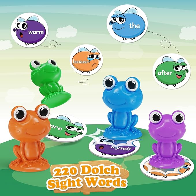 Torlam Sight Word Games Frog Site Words Educational Flash Cards Kindergarten Phonics Learning Games Toys for Kids, Homeschool Supplies, Pre-K, Kindergarten, 1st, 2nd, 3rd Grade Classroom Must Have