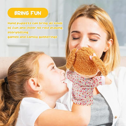1 Pcs Family Hand Puppets 13 Inch Grandparents, Mom & Dad, Brother & Sister Plush Hand Puppet Toys Role-Play Toy Puppets for Kids Storytelling Imaginative Pretend Play Teaching Preschool(Sister)