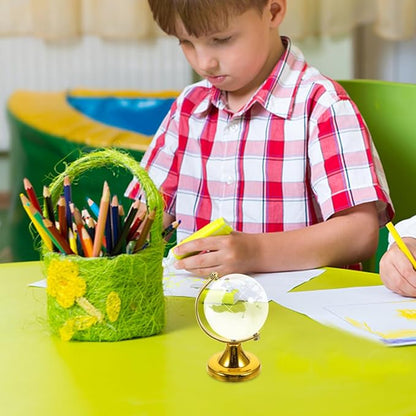 BESPORTBLE Crystal Globe Miniature Desktop World Globe with Stand World Map Handcraft Decoration Ornament for Living Room Bedroom Library Classroom Office Golden