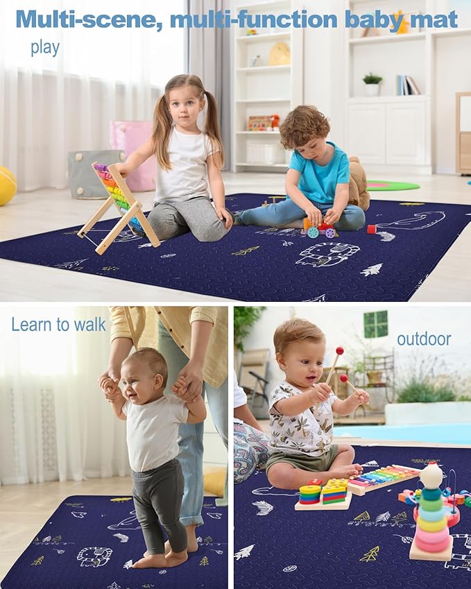 50x50 Play Mat for Playpen Foldable Baby Play Mat Large Tummy Time Mat, Non Slip Washable Baby Play Mats for Floor, Portable Travel Baby Crawling Mats for Toddlers and Infants