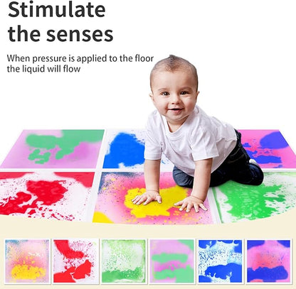 Liquid Lava Tiles for Kids： 11.8x11.8 in Educational Play Mat with Non-Slip Base Develop Motor Skills & Creativity for Children 3-12 Years（6PTFG3