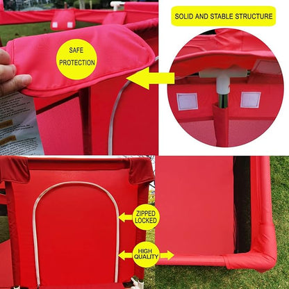 Portable Large Baby Ball Pit Playpen Playard Fence with Basketball Hoop Breathable Mesh for Indoors Outdoors Infant Toddler Kids Large