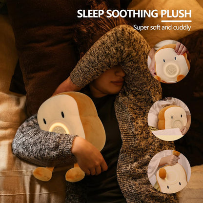 QANYI Plush Toy Night Light Alarm Clock for Kids, Multiin-one Cozy Toast Plushies Bed Clock with Dual Alarm and Snooze, Dimmable Bed Lamp Birthday Gifts Ideal for Children Teens Girls Boys Women