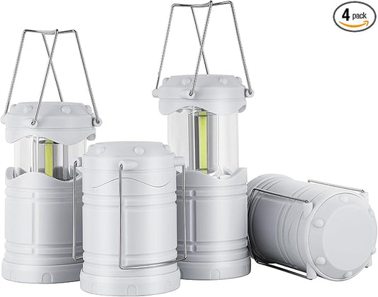 Lichamp LED Camping Lantern, 4 Pack Battery Powered Flashlight for Power Outages, Portable Collapsible Hanging Light Essential for Home, Outdoor, Emergency Lamp Survival Kit Gear for Hurricane, B4LW