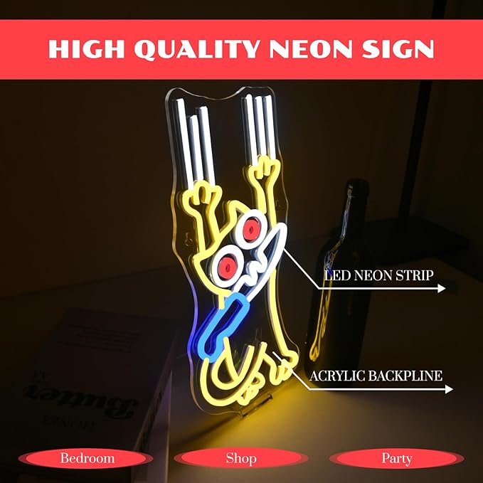 Cat Kinfe Neon Sign Dimmable Cute Cat Led Signs for Wall Decor LED USB Powered Animal Neon Light Sign for Bedroom Coffee Restaurant Kitchen Decoration Birthday Gifts