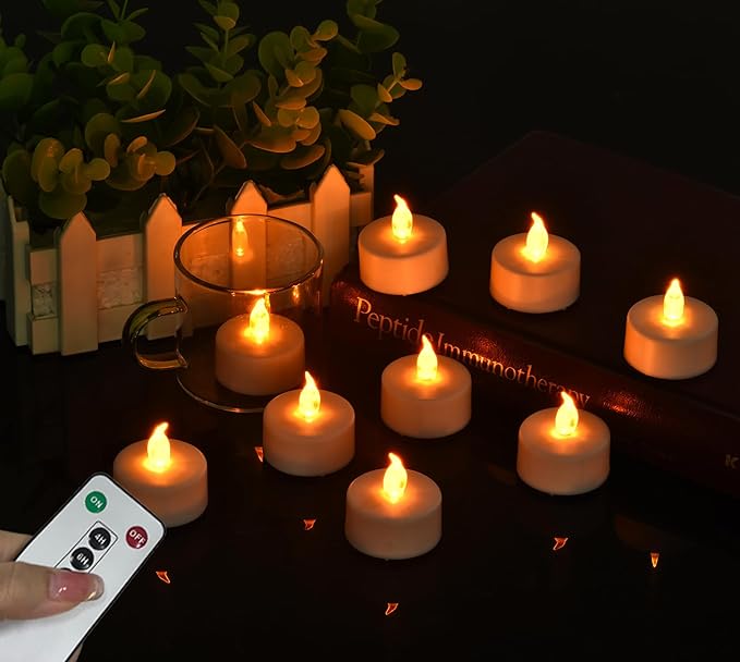 LED Tea Light Remote ControlCandles,50pack Flickering Flameless LED Candle,Long Lasting 400+Hours,Battery Operated with Timer for Home Decoration Seasonal &Festival Celebration WarmYellow