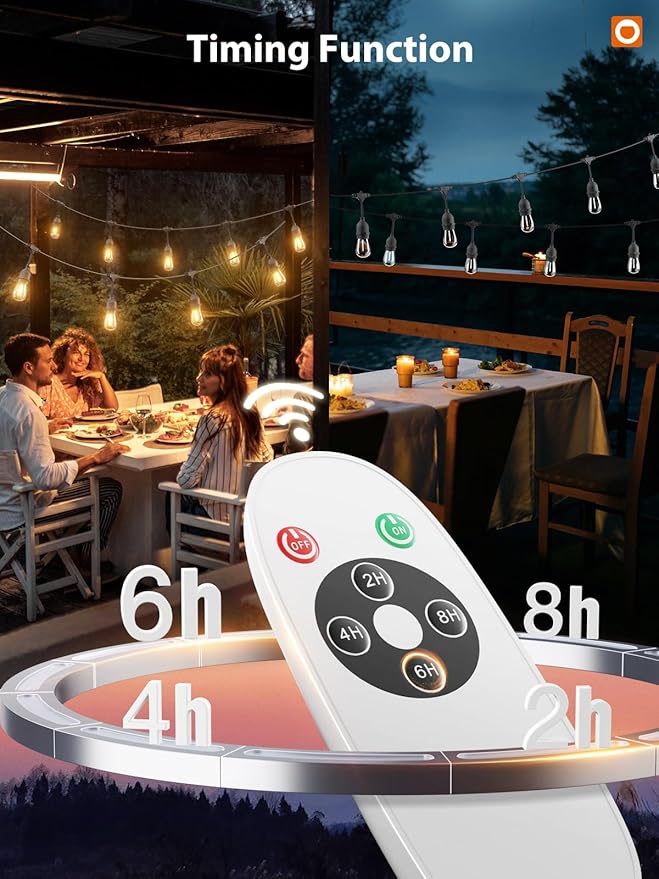 addlon Outdoor String Lights Timer Control, 48FT LED Patio Light with Edison Vintage Shatterproof Bulbs and Commercial Grade Weatherproof Strand - ETL Listed Heavy-Duty Decorative Lighting