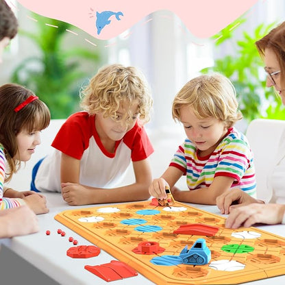 STEM Logic Road Builder Toys: Board Games Toys for 5 Year Old Kids Montessori Brain Teaser Puzzles Educational Learning Activities Toy for Kid Ages 3 4 6-8 12 Boys Girls Gifts (Orange, 62PCS)