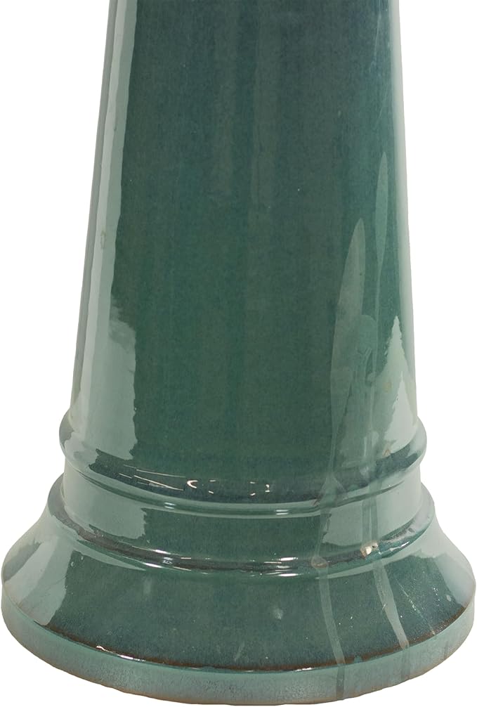Sunnydaze Rennes Outdoor Ceramic Bird Bath - 22.5" H - UV- and Frost-Resistant - Glazed Bowl and Pedestal with Turquoise Finish