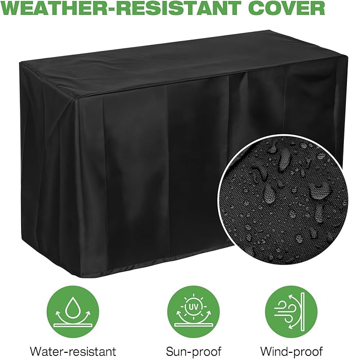 Hykolity 42 Inch Gas Fire Pit Table, 60,000 BTU Propane Pits for Outside with Steel Lid and Waterproof Cover, 2 in 1 Firepit Table Gatherings Parties on Patio Deck Garden Backyard, Black