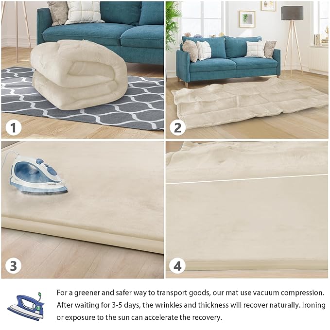 Baby Play Mat for Floor Tummy Time Mat Nursery Muscle Area Rug Playroom Rug Tatami 47"*47" Memory Foam 1.3" Thick Crawling For Babies,Toddlers, Infants, Kids,Floor(Beige)