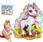 Glittering Unicorn Puzzle, Large Floor Unicorn Jigsaw Puzzles for Kids with Puzzle Sticker Sheets, for Girls Ages 3-6