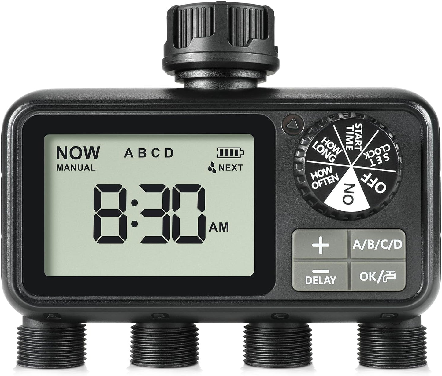 Sprinkler Timer,4 Outlets Programmable Water Timer for Garden Hose,Outdoor Hose Timers with Rain Delay/Manual/Automatic Watering System,Digital Irrigation Timers for Yard,Lawn