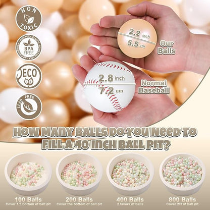 GOGOSO Ball Pit Balls for Toddlers, Brown Plastics Balls for Ball Pool Birhtday Party Girls Kids with Storage Bag, 2.17inches，100pcs