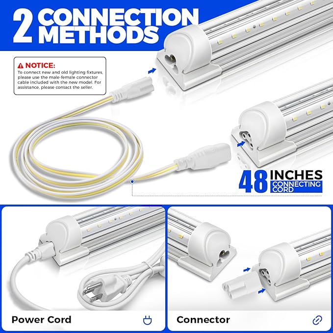 Barrina T8 Grow Lights for Indoor Plants, 4FT Full Spectrum Grow Light, 168W(4 x 42W), Plant Lights for Greenhouse Indoor Growing, V-Shape with Reflector, Linkable, 5000K Daylight White, 4 Packs