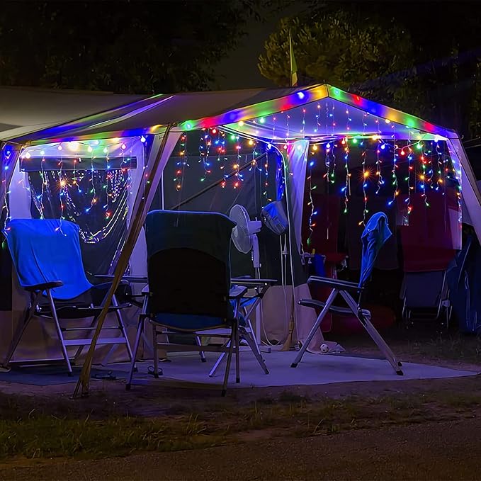 Led Christmas Lights Outdoor Christmas Decorations Hanging Light 400LED 8 Modes 75 Drops, Waterproof Outdoor Indoor Fairy Christmas Lights for Party, Holiday, Wedding Decorations (Multicolor)