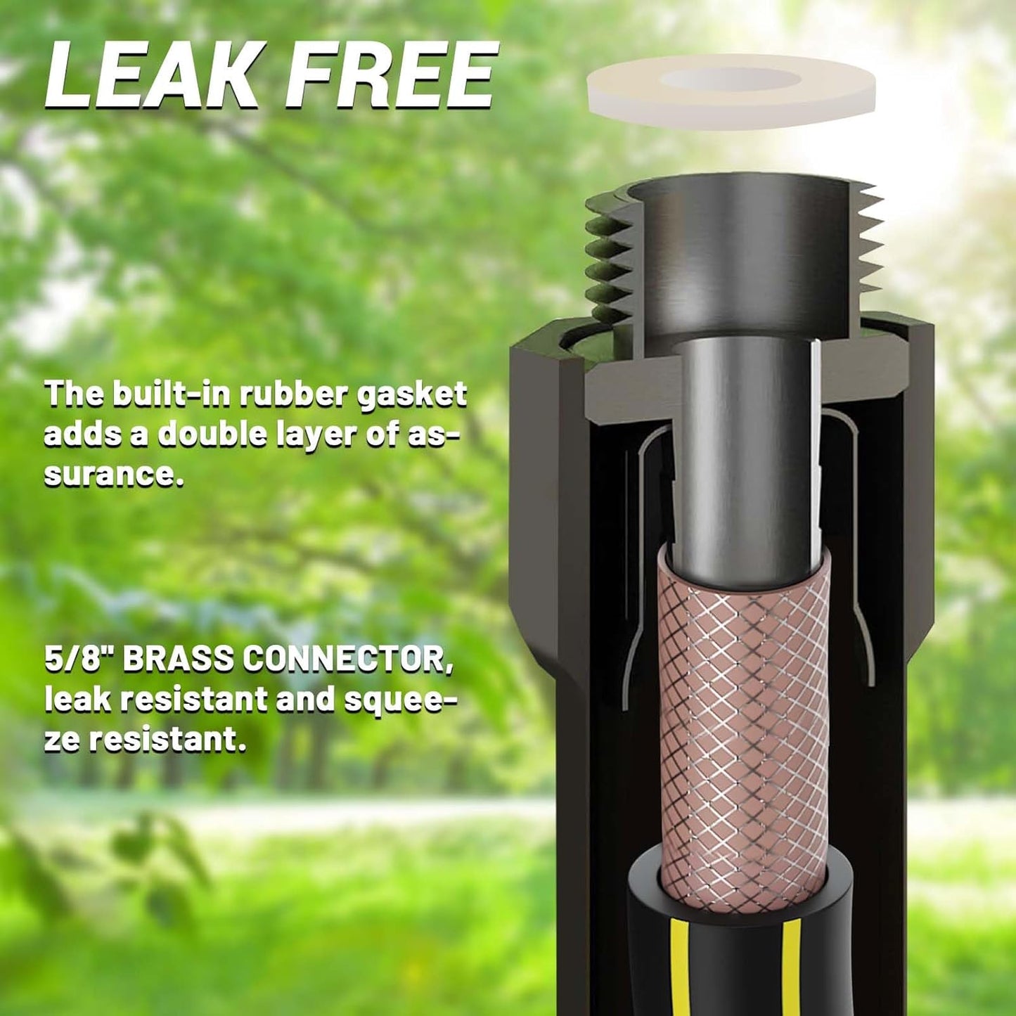 Garden Hose 200FT - PHLEX PRO Heavy-Duty Premium 5/8'' Rubber 3-Layer Water Hose with Full Brass Male to Female Fittings - Innovation Flexible Hybrid Lightweight Water Hose for RV Garden