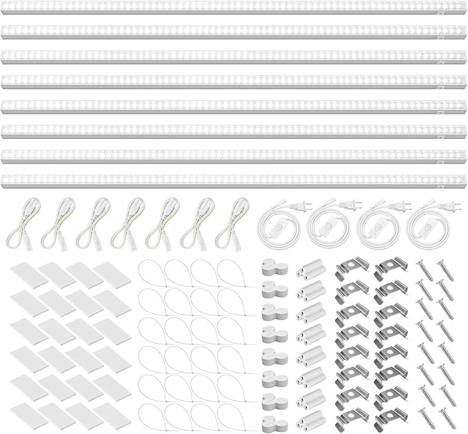 Barrina T5 Grow Lights for Indoor Plants Full Spectrum, 3FT 128W (8 X 16W) Indoor Plant Light with Separate Switch, Linkable Grow Lamp, Indoor Plant Lights for Growth, Plug and Play, 5000K, 8 Packs