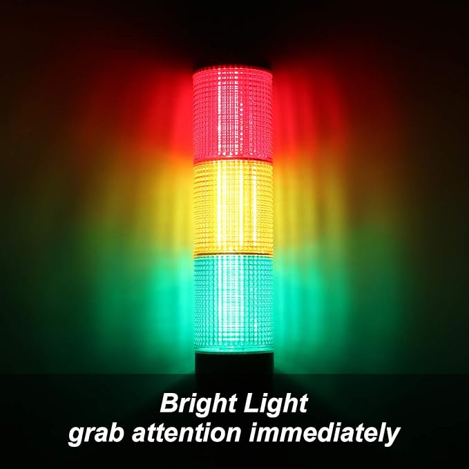 Tower Stack Lights, Industrial Warning Signal Lights Tower Lamps Column, Factory Workshop Safety RGB Signal Indicator, LED Andon Lights (110V, 2 Layers, Without Sound)