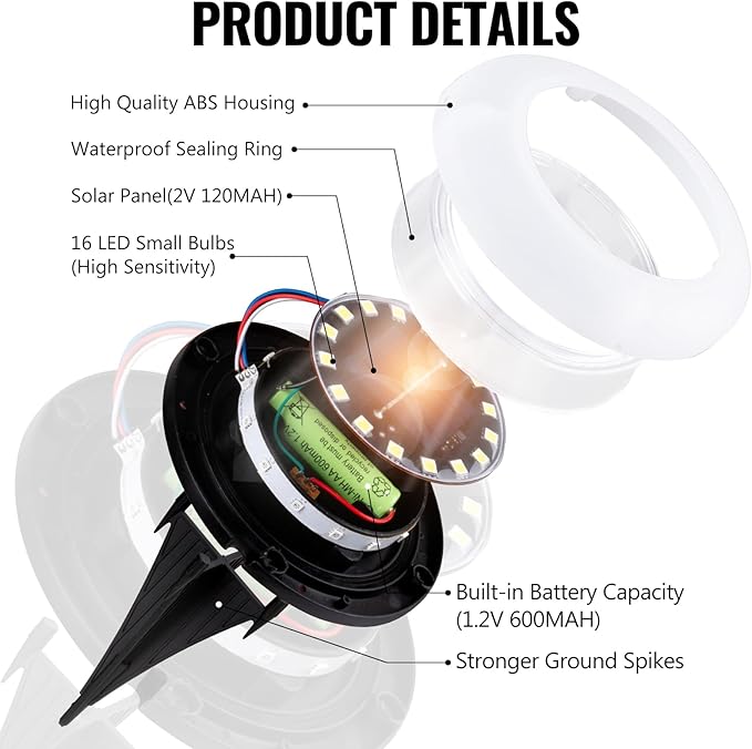 Flumy Solar Ground Lights,16 Pack Solar Lights Outdoor Waterproof, Solar Garden Lights for Outside Patio Pathway Yard Lawn Driveway Deck Step Walkway, Outdoor Chrismtas Decorations