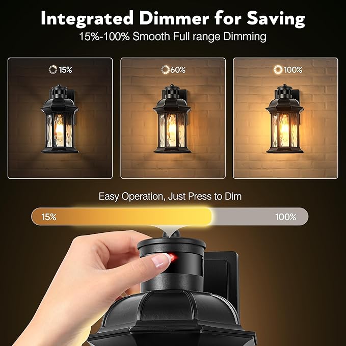 VIANIS Motion Sensor Outdoor Wall Lights, 2-Pack Black Outdoor Light Fixture, Exterior Lights for House, Front Porch Light Lantern Wall Mount Sconce Lighting, Dusk to Dawn Outside Lights for Patio