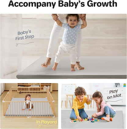 6-Piece Foam Climbing Blocks for Toddlers, Climb and Crawl Soft Foam Play Set with 47x47 Inch Baby Play Mat for Floor, Machine Washable Cover, Soft Climbing Toys for Toddlers 1-3 (Gray)