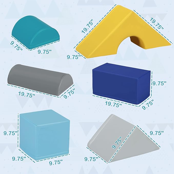 Soozier Foam Climbing Blocks for Toddlers, 11-Piece Baby Soft Foam Play Set, Climb and Crawl Activity Playset Building Blocks for Aged 1-3 Years Old Boys & Girls, Contemporary