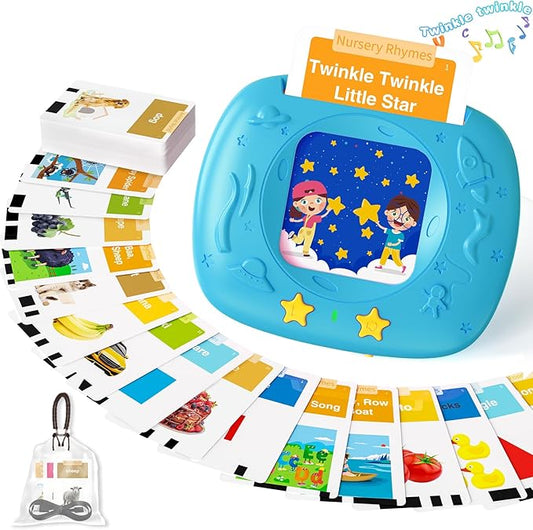 HOMESTEC Toddlers Talking Flash Cards with American Accent & 144 Sight Words, Speech Therapy Toys for 3 4 5 6 Years Old Boys and Girls (Blue)