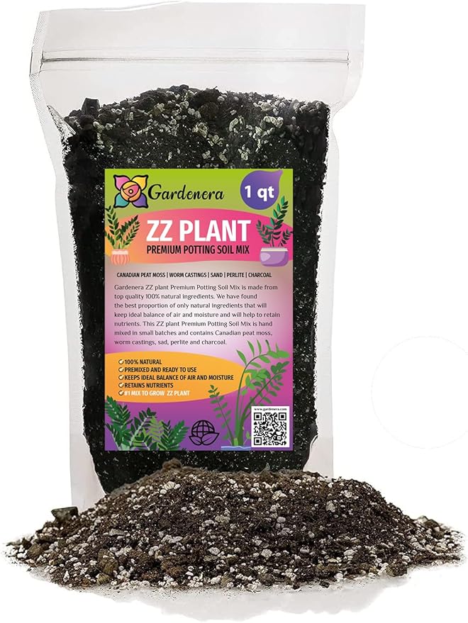 Premium ZZ Plant Ultra-Performance Potting Mix - Proven Formula for Thriving Zamioculcas - Enhances Elegance and Vigorous Growth - 1 Quart