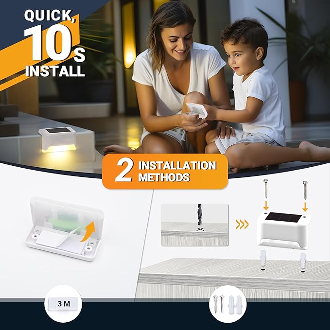 SOLPEX Solar Fence Lights Outdoor 16 Pack, Solar Step Lights Waterproof Led Solar Lights for Outdoor Stairs, Deck, Fence, Yard, Patio, and Balcony(Warm White)