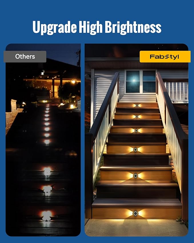 Solar Deck Driveway Lights, 4 Pack Solar Dock Lights Outdoor Waterproof IP68, 2 Colors in 1 Driveway Marker for Warning Stair, Sidewalk, Pathway, Patio, Garden Decor