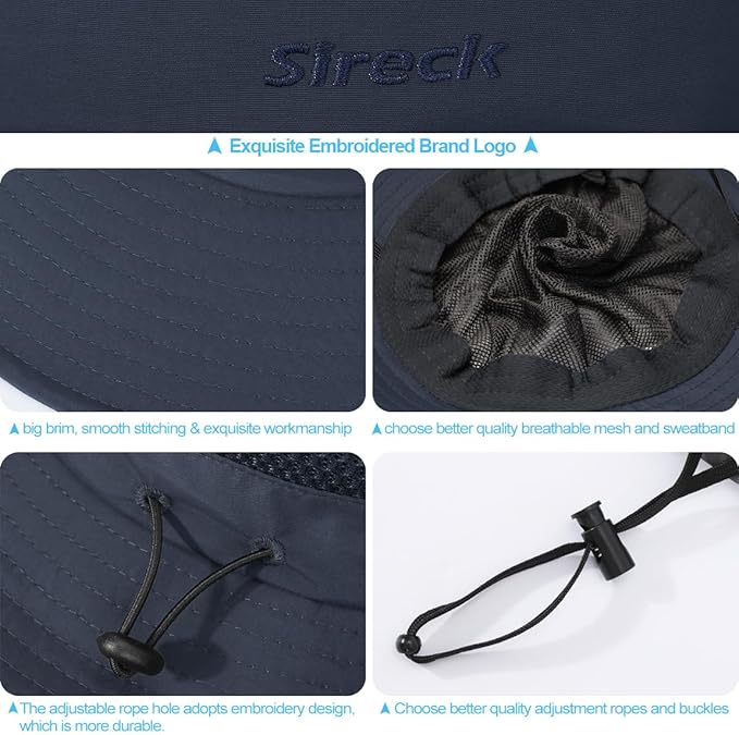 Fishing Hat, UPF50+ Wide Brim Sun Hat for Men Women, UV Protection Hiking Beach Bucket Hats Summer Safari Hat