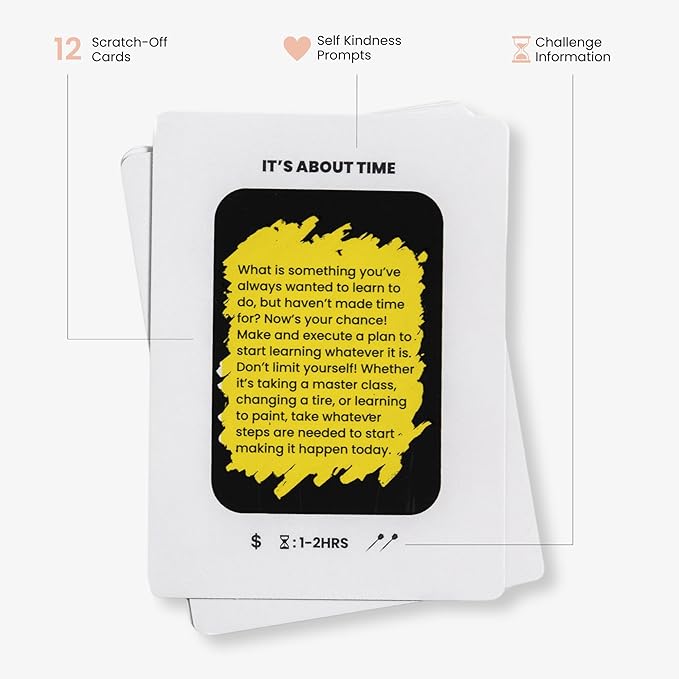 Self-Kindness Challenge 12 Scratch-Off Cards for Rest, Reflection, and Care | Creative Ways to Practice Love