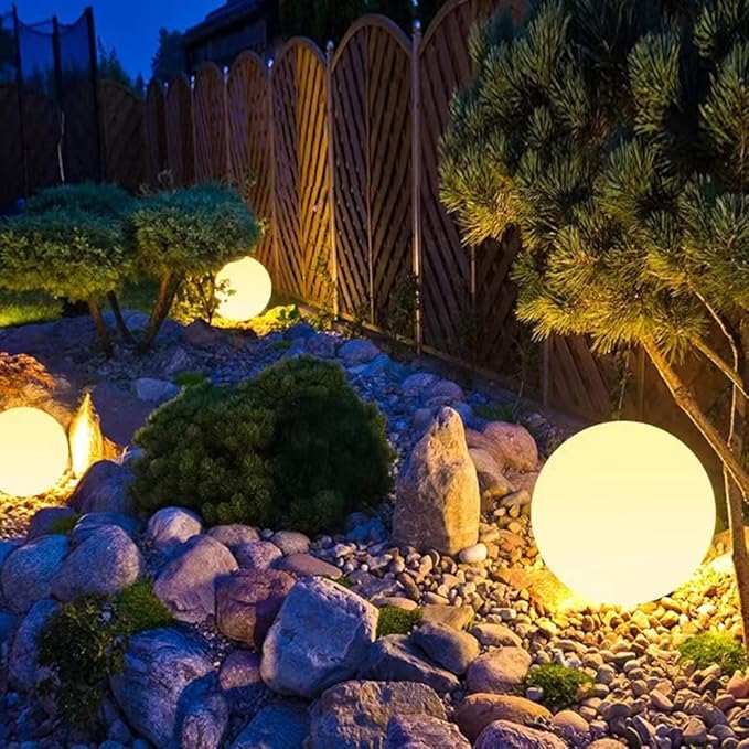 shumi Solar Ball Light Outdoor Decorative-8 inch Outdoor Waterproof Powered Ball Lights with Remote Control,16 RGB Colors Globe Light for Garden,Backyard,Pathway,Poolside