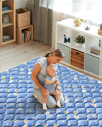 Odorless Premium Foam Baby Play Mat, Soft Microfiber Fabric Crawling Mat for Floor- Comfortable and Hypoallergenic, Non-Slip Cushioned Floor Playpen mat for Infants,Babies,Toddlers