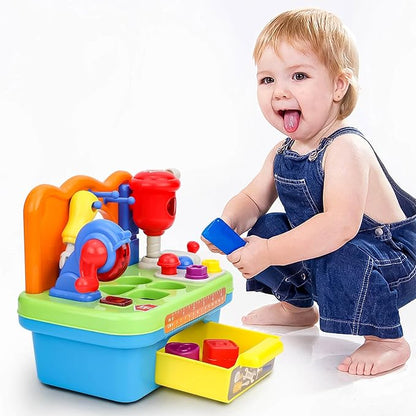 Cinne Toddler Tool Set Age 1-2, Toys for 1 Year Old Boy Gifts, Baby Workbench with Light & Sound, Baby Tool Set with Shape Sorter