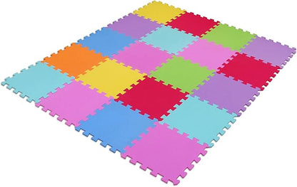 Meiqicool EVA Foam Puzzle Play Mat for Baby - Non Toxic Interlocking Soft Floor Tiles - Kids Toddler Infant Children Room and Yard Exercise Gym Decor - Multi Color，20pcs