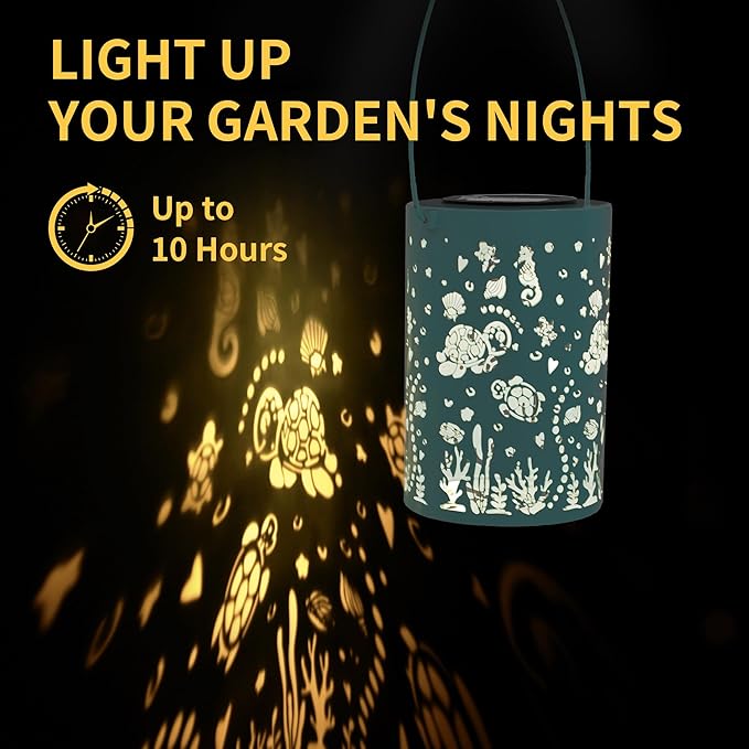 Sea Turtle Solar Lantern - Outdoor Waterproof Hanging Solar Light - Garden Gifts for Women, Mom, Friends, Christmas, Birthdays and Special Occasions- Garden, Patio, Yard Décor- Durable Large Size Blue