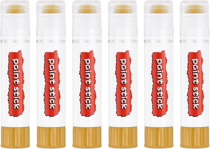 PATIKIL Tempera Paint Sticks, 6 Pcs Solid Tempera Paints Sticks Washable Bulk Markers Pen Quick Drying for Artists Beginners Art Supplies, Yellow Ochre