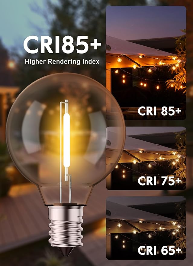 Brightown G40 Led Replacement Light Bulbs 1W Shatterproof Globe Bulb Fits E12 or C7 Candelabra Screw Base Sockets, 1.5 Inch Dimmable Light Bulbs for Indoor Outdoor Patio Decor, Warm White, 15 Pack