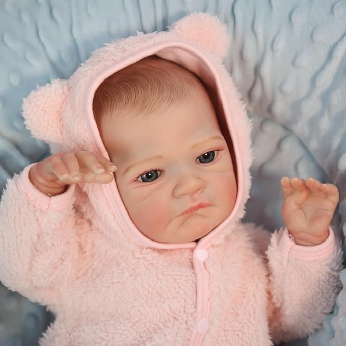 WOOROY Realistic Reborn Baby Dolls Girl- 20 Inch Lifelike Newborn Dolls with Red Hair and Open Eyes, Weighted Cloth Body Real Life Baby Doll with Accessories and Gift Box for Kids 3+