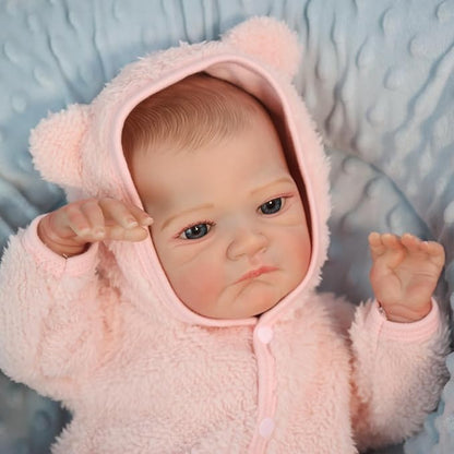 WOOROY Realistic Reborn Baby Dolls Girl- 20 Inch Lifelike Newborn Dolls with Red Hair and Open Eyes, Weighted Cloth Body Real Life Baby Doll with Accessories and Gift Box for Kids 3+