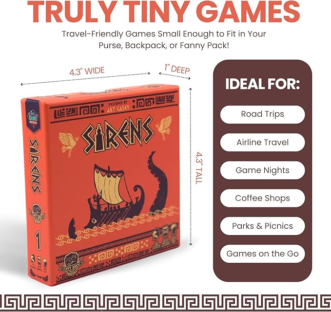 Sirens | Greek Mythology Travel Board | Strategic Musical Card Drafting for 1–2 Players, Ages 12+ | Easy to Learn for Family Night | Tiny Series