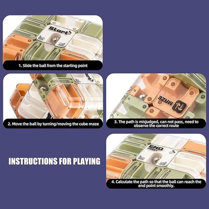 Large Puzzle Maze Cube - Engaging Brain Teaser Toy, 3D Maze Magic Cube & Ball, Mazes Ball Puzzles for Logical Thinking (Astyle,2set)