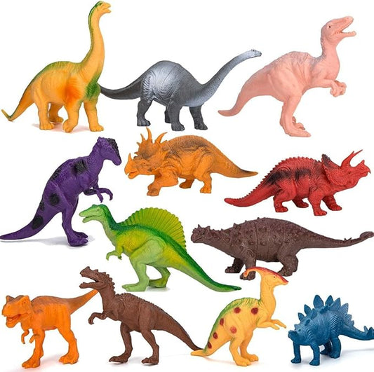 Kids Dinosaur Figures Toys, 12 Pcs Jumbo Plastic Dinosaur Toys for Kids 3-5, STEM Educational Realistic Dinosaurs Figurine Playset for Boys Girls Toddlers