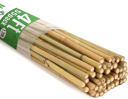 SWANGSA 55 Pack Bamboo Stakes 4 Feet, Garden Stakes for Plants Support, Tomatoes, Beans, Flowers, Climbing Plants, Indoor and Outdoor