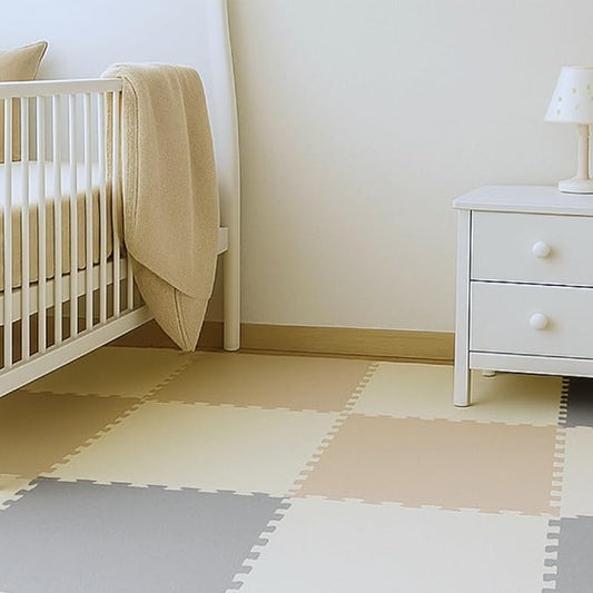 FlooringInc's Rainbow & Natural Harmony Playmat - Kid Safe Foam Floor Tiles with Removable Edges - 2'x2', 1/2" Thick (Earthy, 24 Tile Pack)
