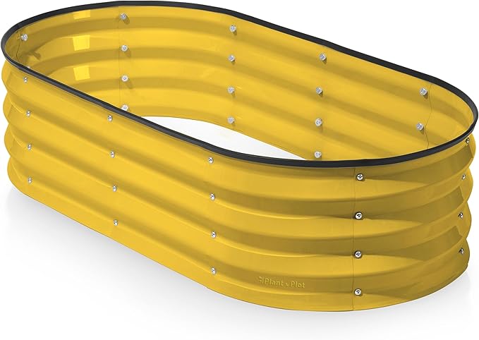 Galvanized Raised Garden Beds Outdoor // 4×2×1 ft Planter Raised Beds for Gardening, Vegetables, Flowers (Yellow) // Large Metal Garden Box